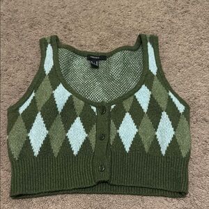 Green Argyle Knit Vest